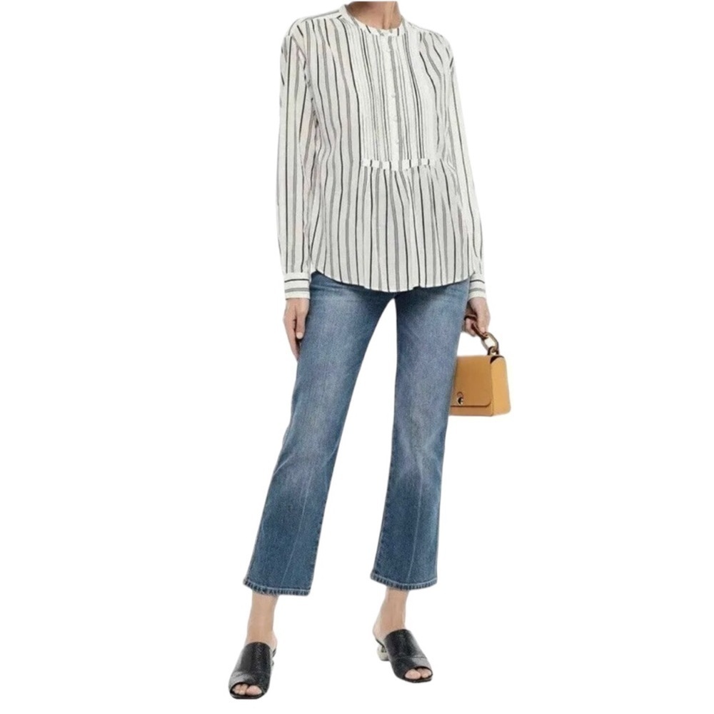 Joie Morit Pintucked Pleated Long Sleeve Blouse Size XS